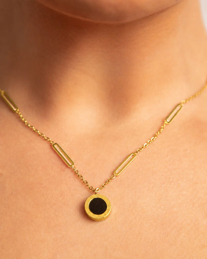 14k Gold plated black and white chain 