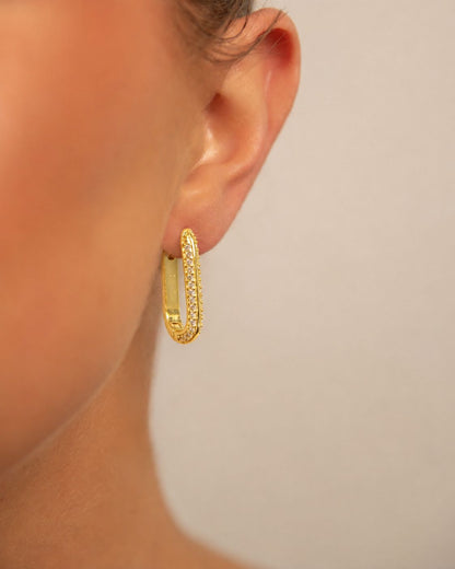 18k Gold plated zirkonia oval earrings