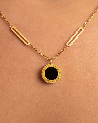 14k Gold plated black and white chain 