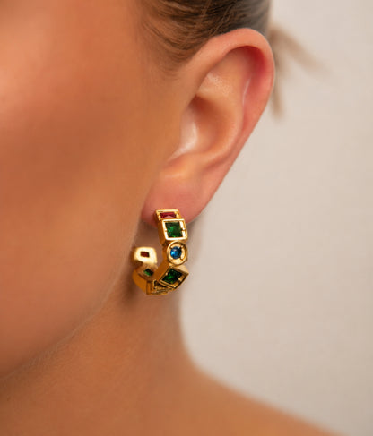 Boucles d'oreilles à maillons plaquées or 14 carats