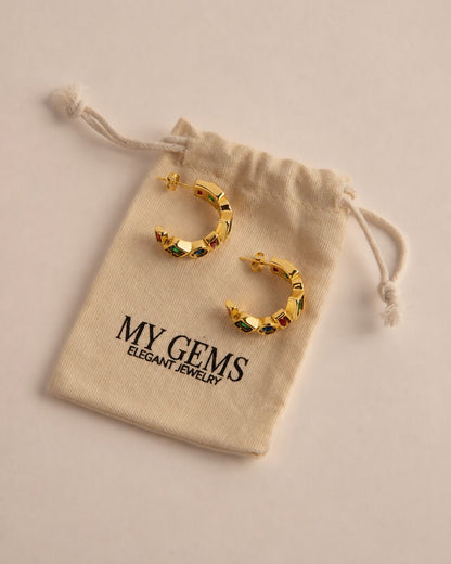 Boucles d'oreilles à maillons plaquées or 14 carats