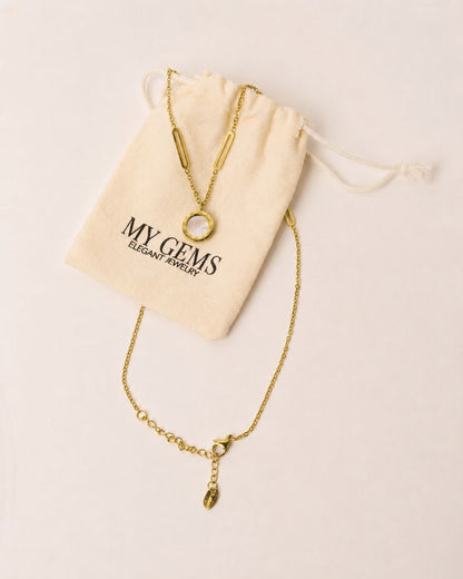 14k Gold plated black and white chain 