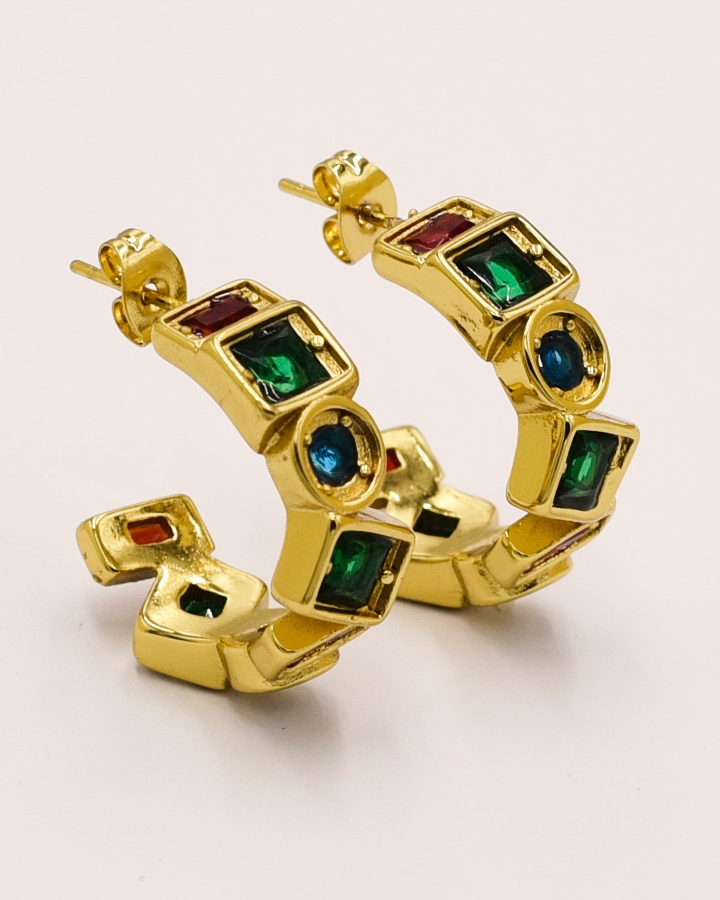 Boucles d'oreilles à maillons plaquées or 14 carats