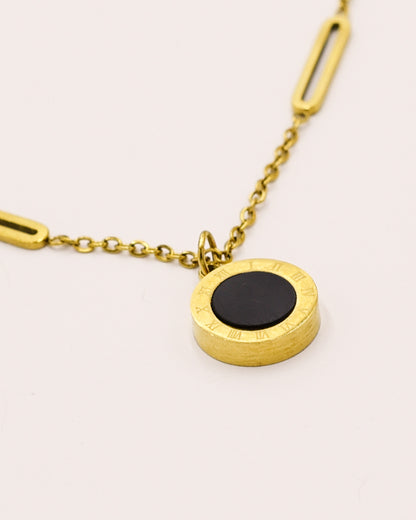 14k Gold plated black and white chain 