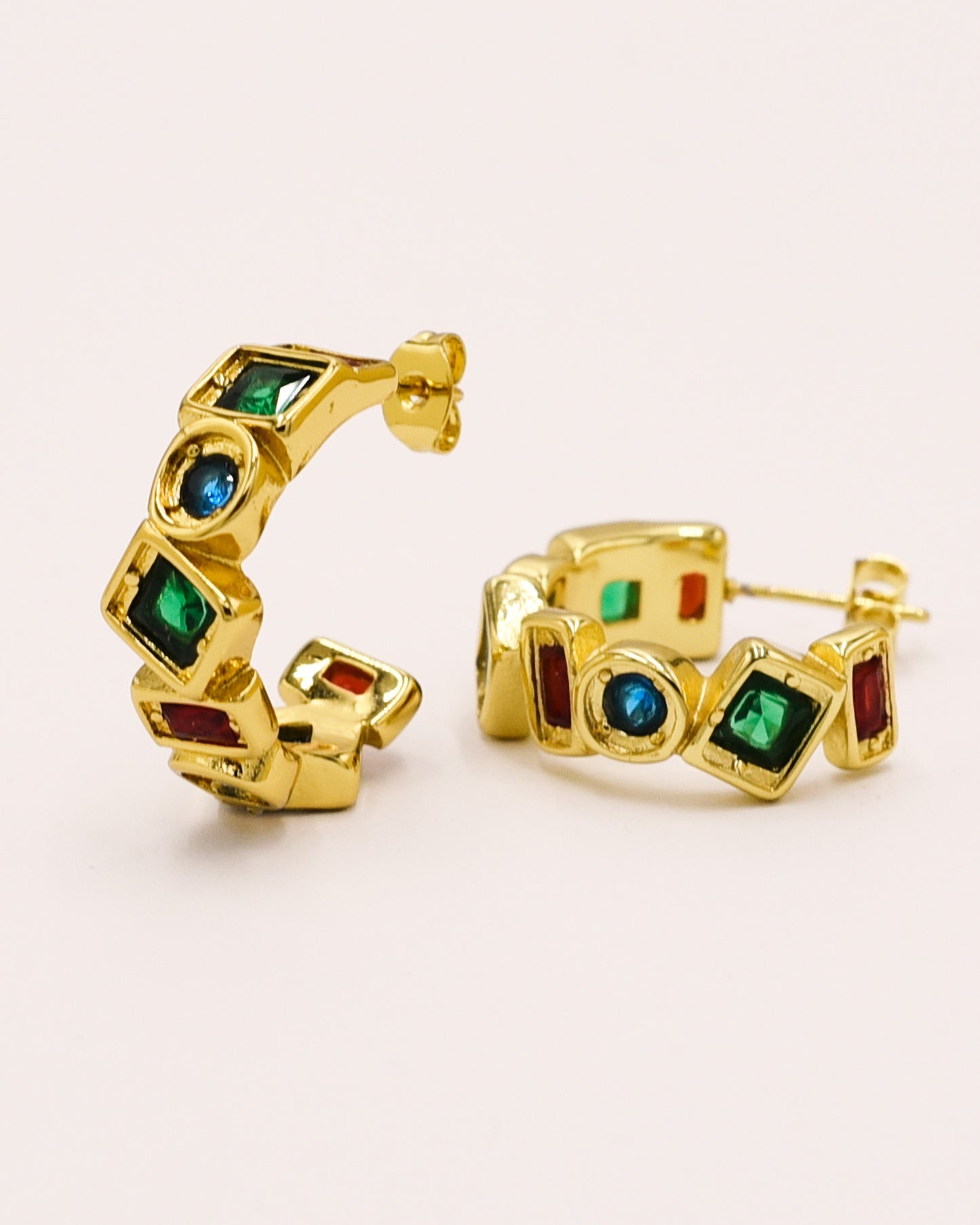 Boucles d'oreilles à maillons plaquées or 14 carats