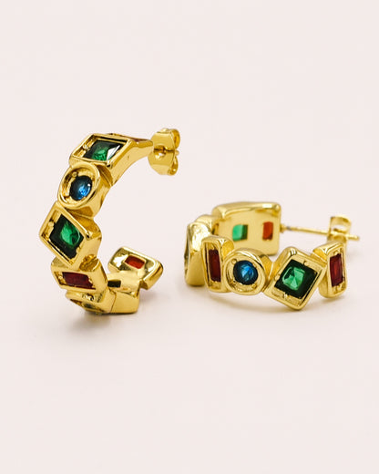 Boucles d'oreilles à maillons plaquées or 14 carats