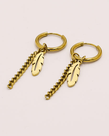14k Gold plated feather earrings