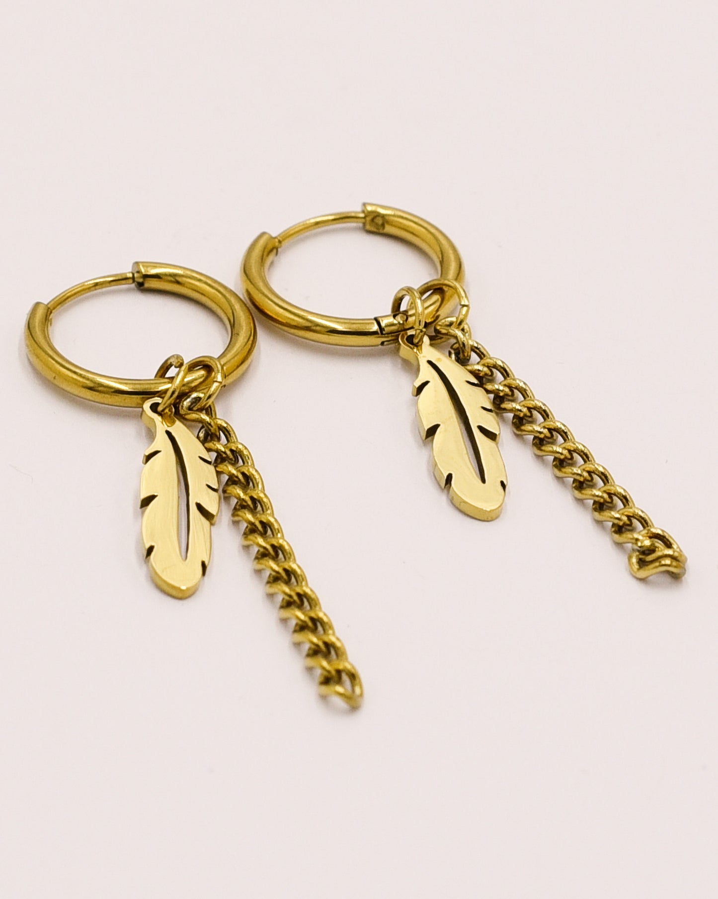 14k Gold plated feather earrings