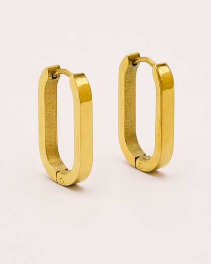 Boucles d'oreilles ovales plaquées or 14 carats