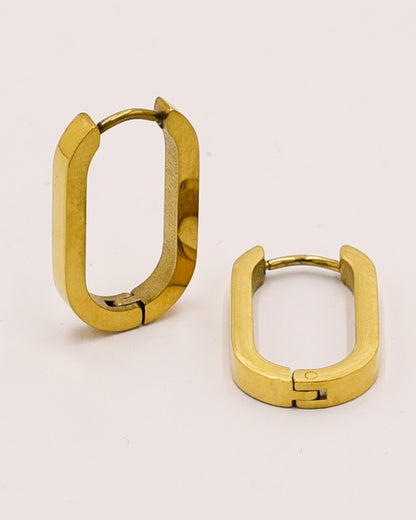 Boucles d'oreilles ovales plaquées or 14 carats