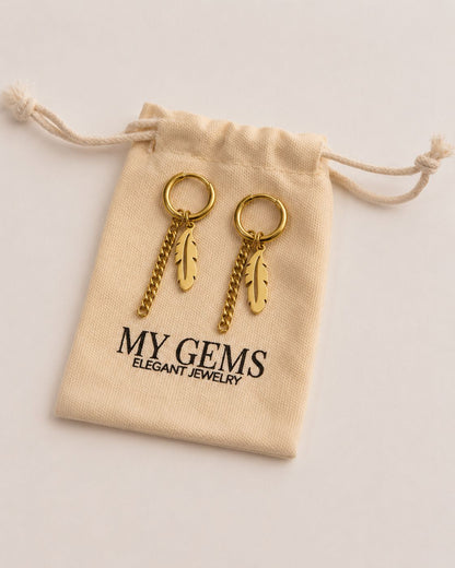 14k Gold plated feather earrings