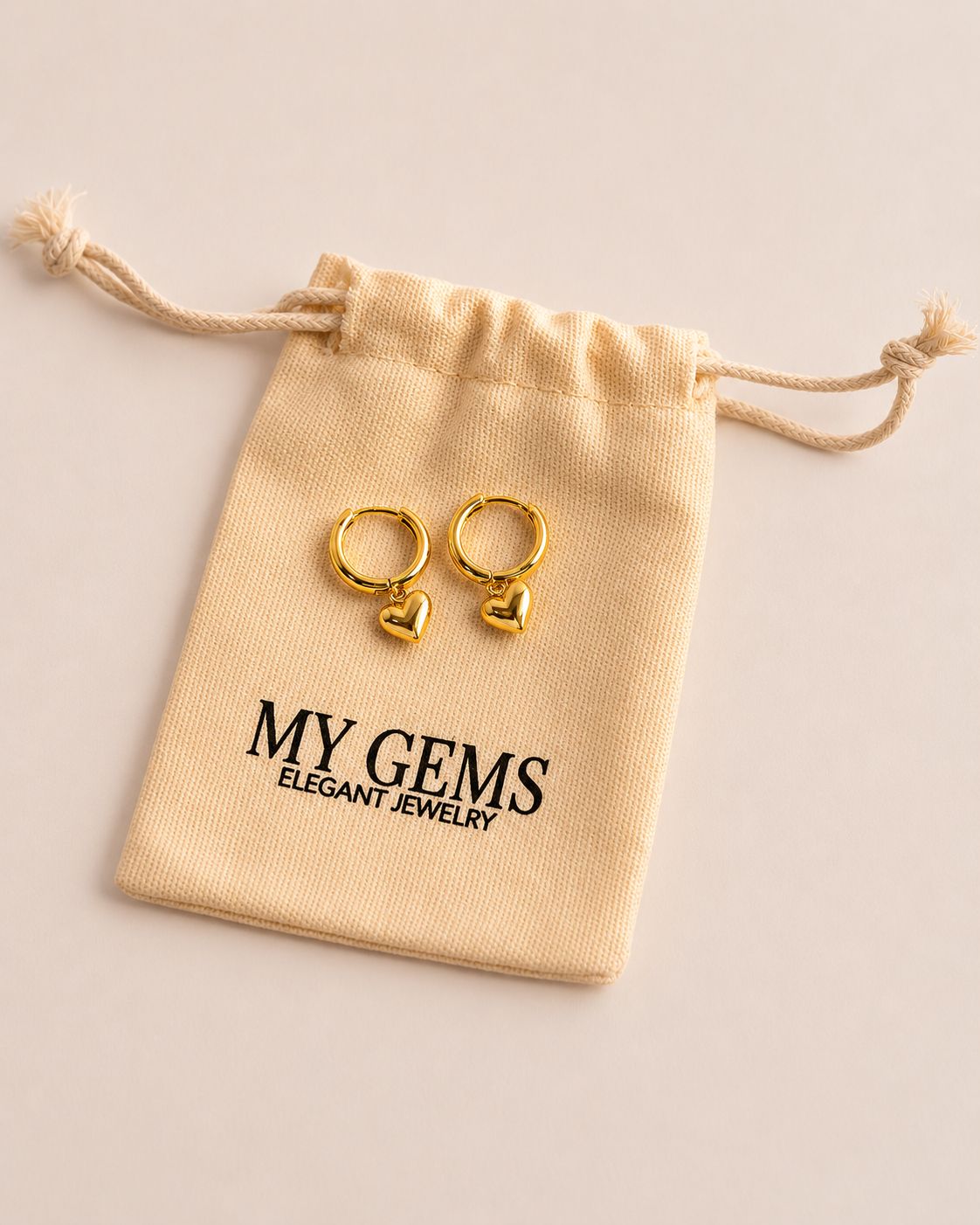 Boucles d'oreilles cœur plaquées or 14 carats