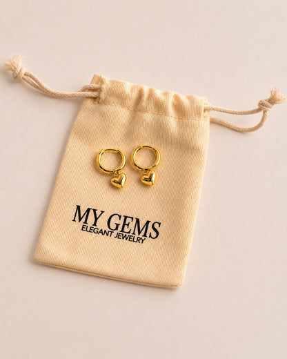 Boucles d'oreilles cœur plaquées or 14 carats