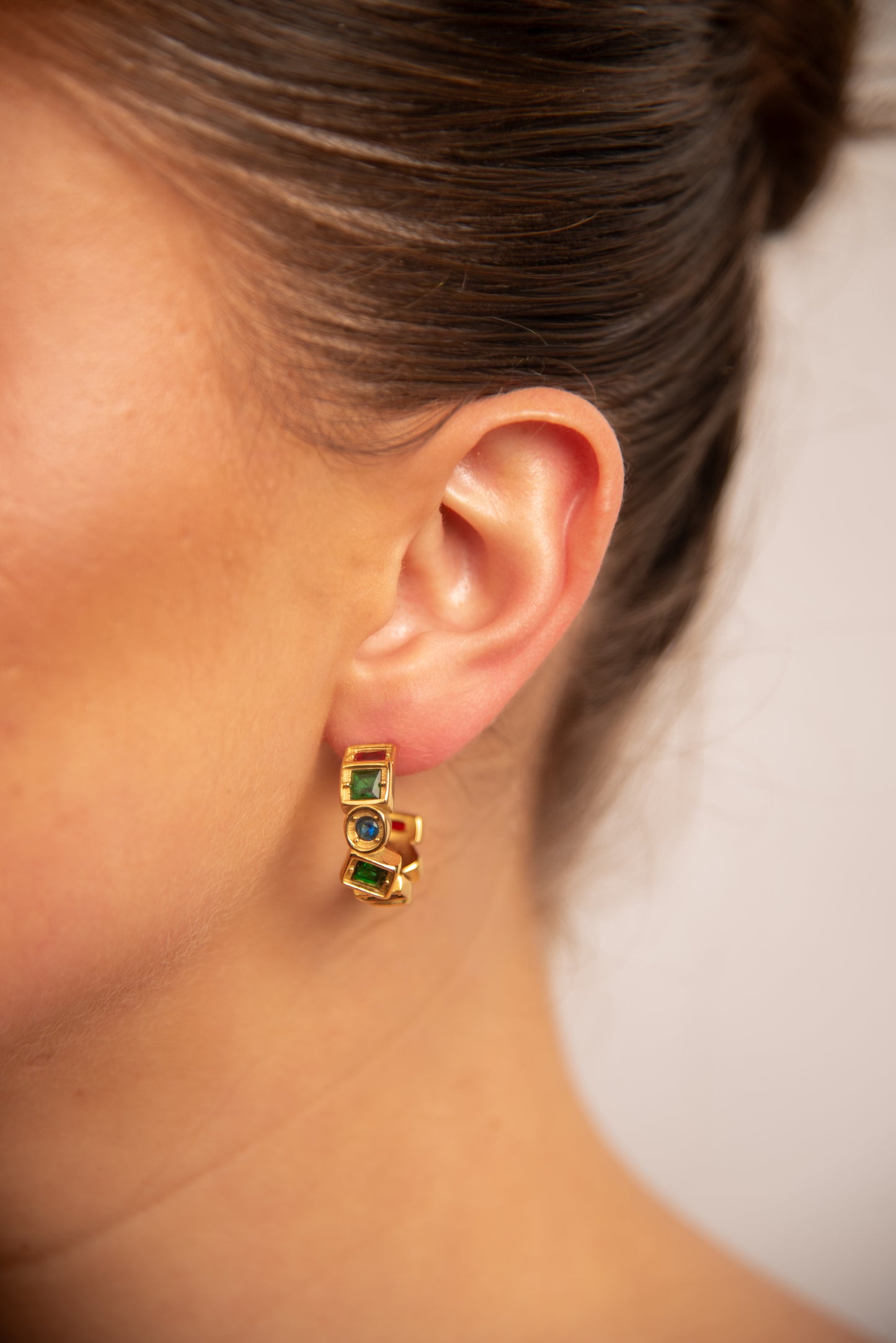 Boucles d'oreilles à maillons plaquées or 14 carats