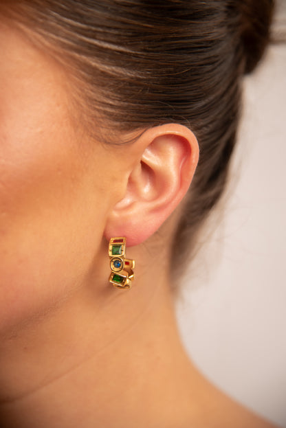 Boucles d'oreilles à maillons plaquées or 14 carats