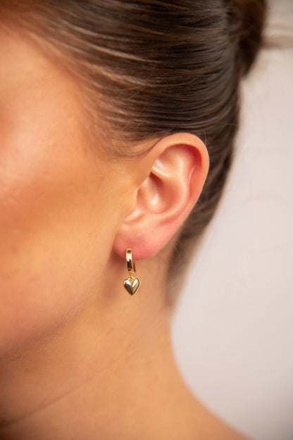 Boucles d'oreilles cœur plaquées or 14 carats