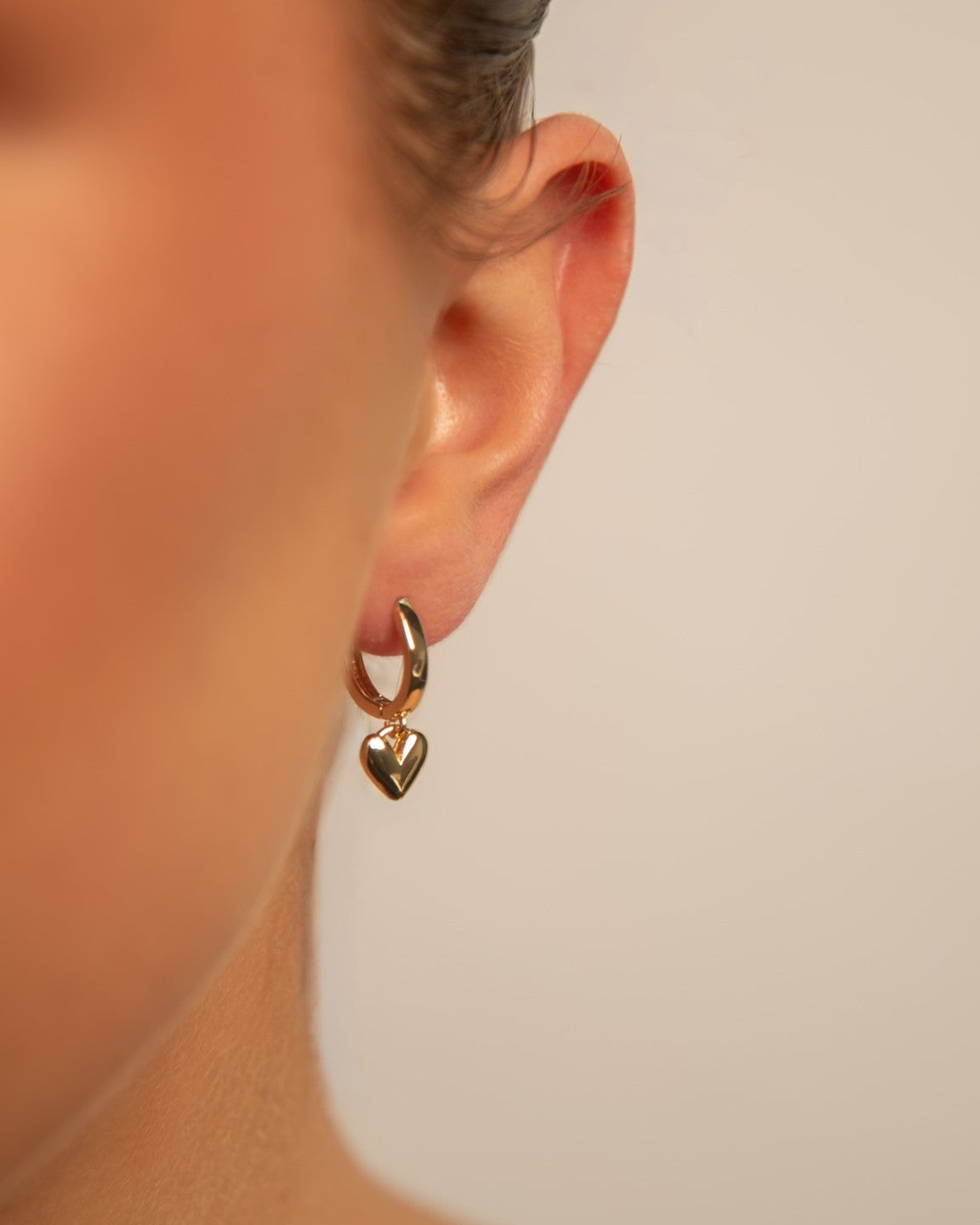 Boucles d'oreilles cœur plaquées or 14 carats