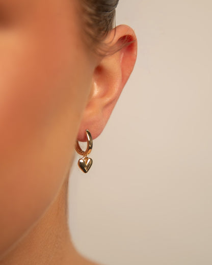 Boucles d'oreilles cœur plaquées or 14 carats