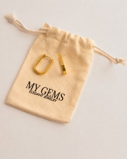 Boucles d'oreilles ovales plaquées or 14 carats