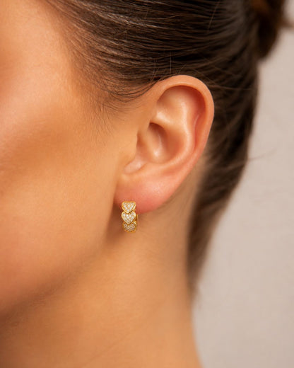 18k Gold plated triple heart earrings