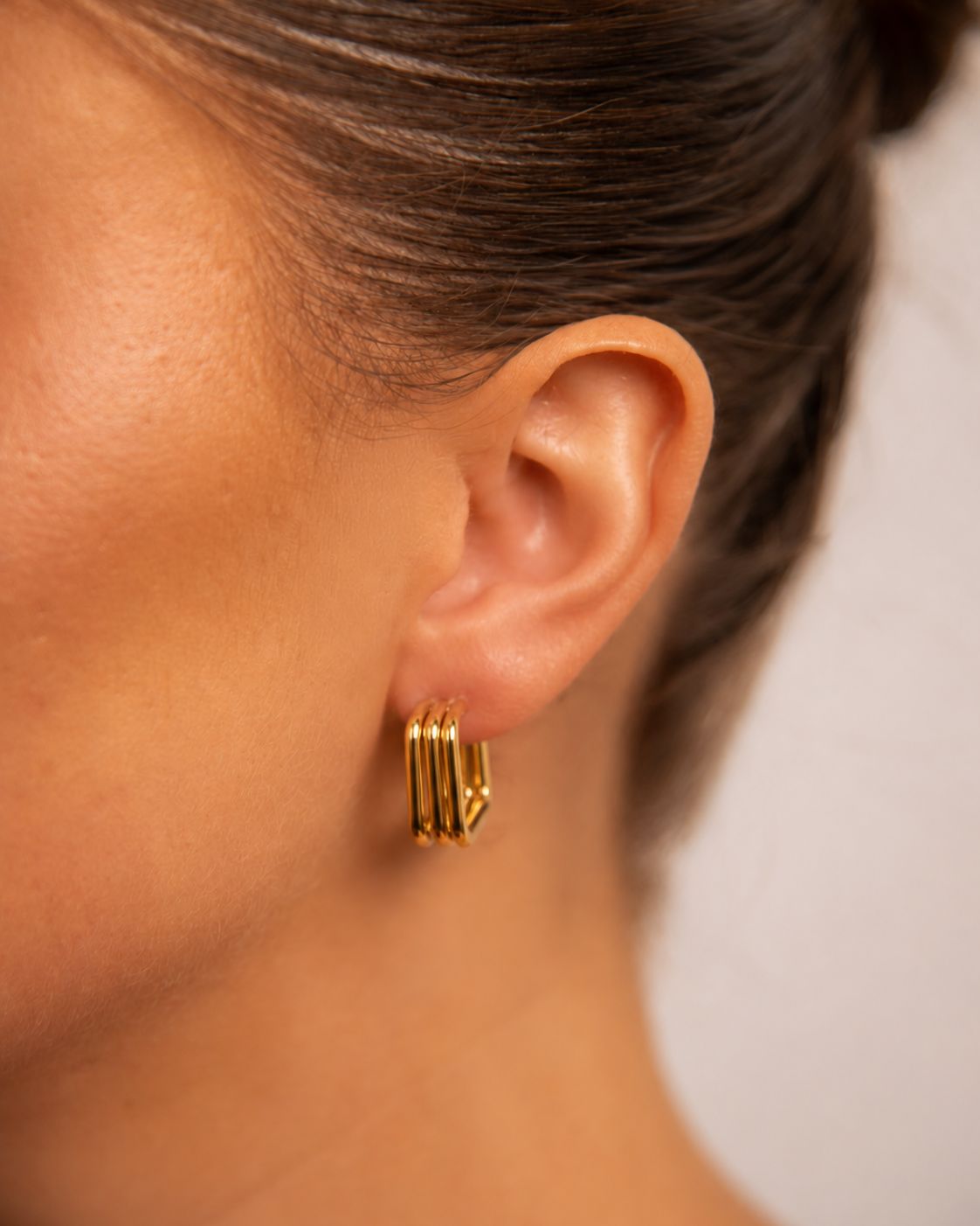 Boucles d'oreilles triple carré plaquées or 14 carats